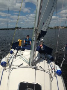 Jen and Fionn at the controls in the Bay